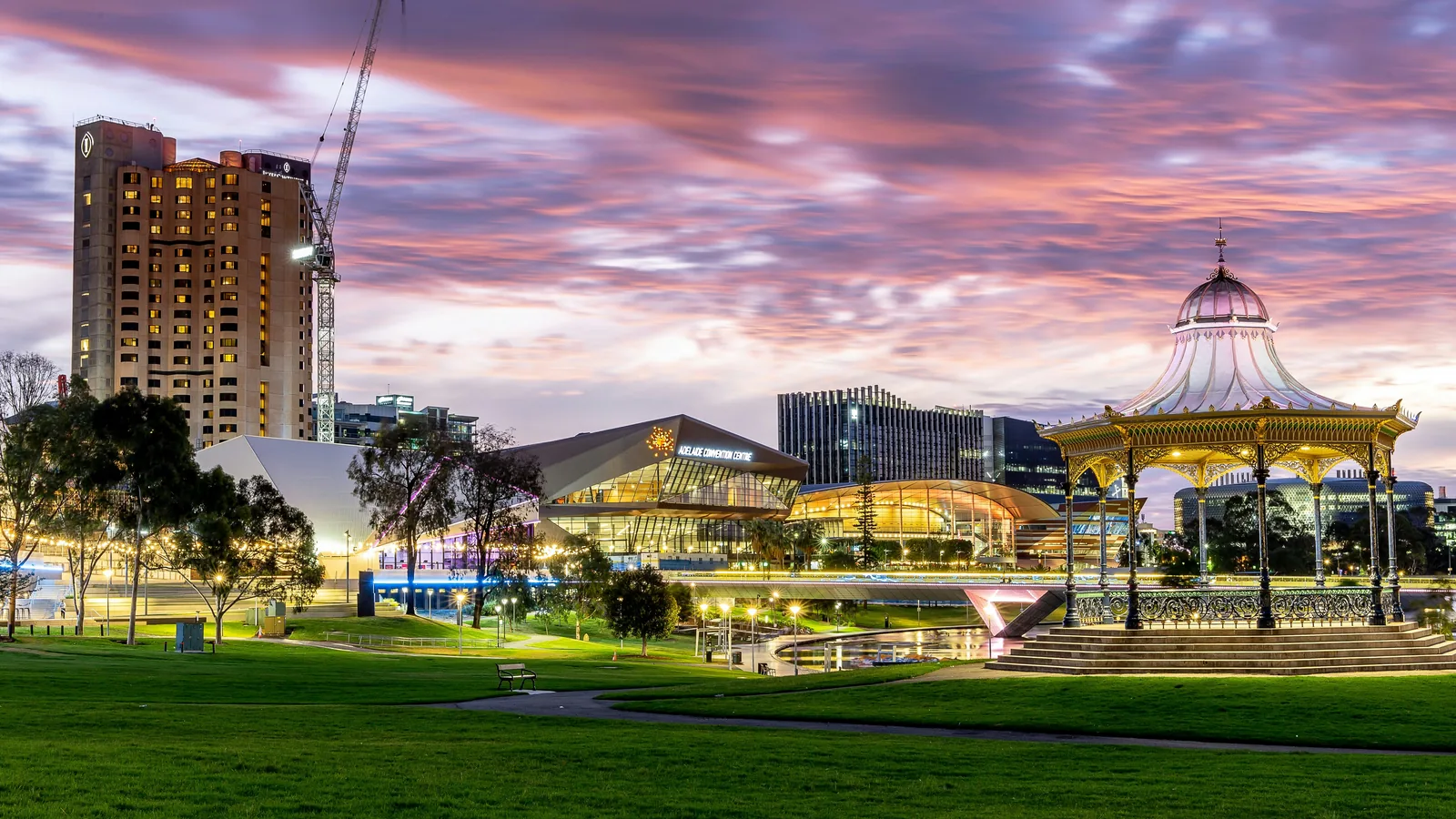 Adelaide SA, Australia; Adelaide Riverbank at dusk