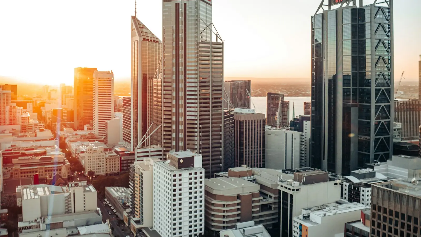 Perth skyline at sunrise, Western Australia